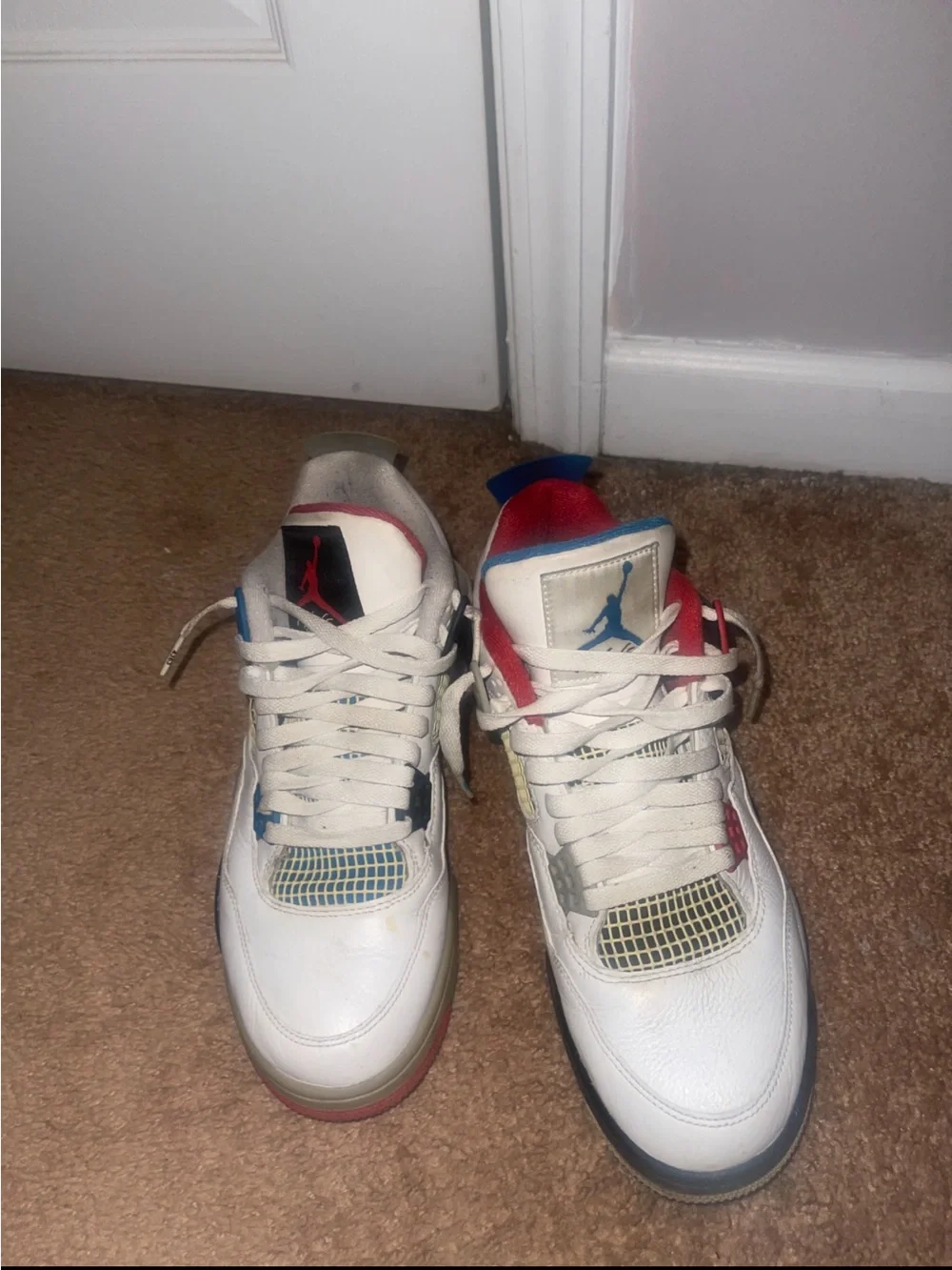 Jordan Men’s White Red and Blue Retro Sneakers
